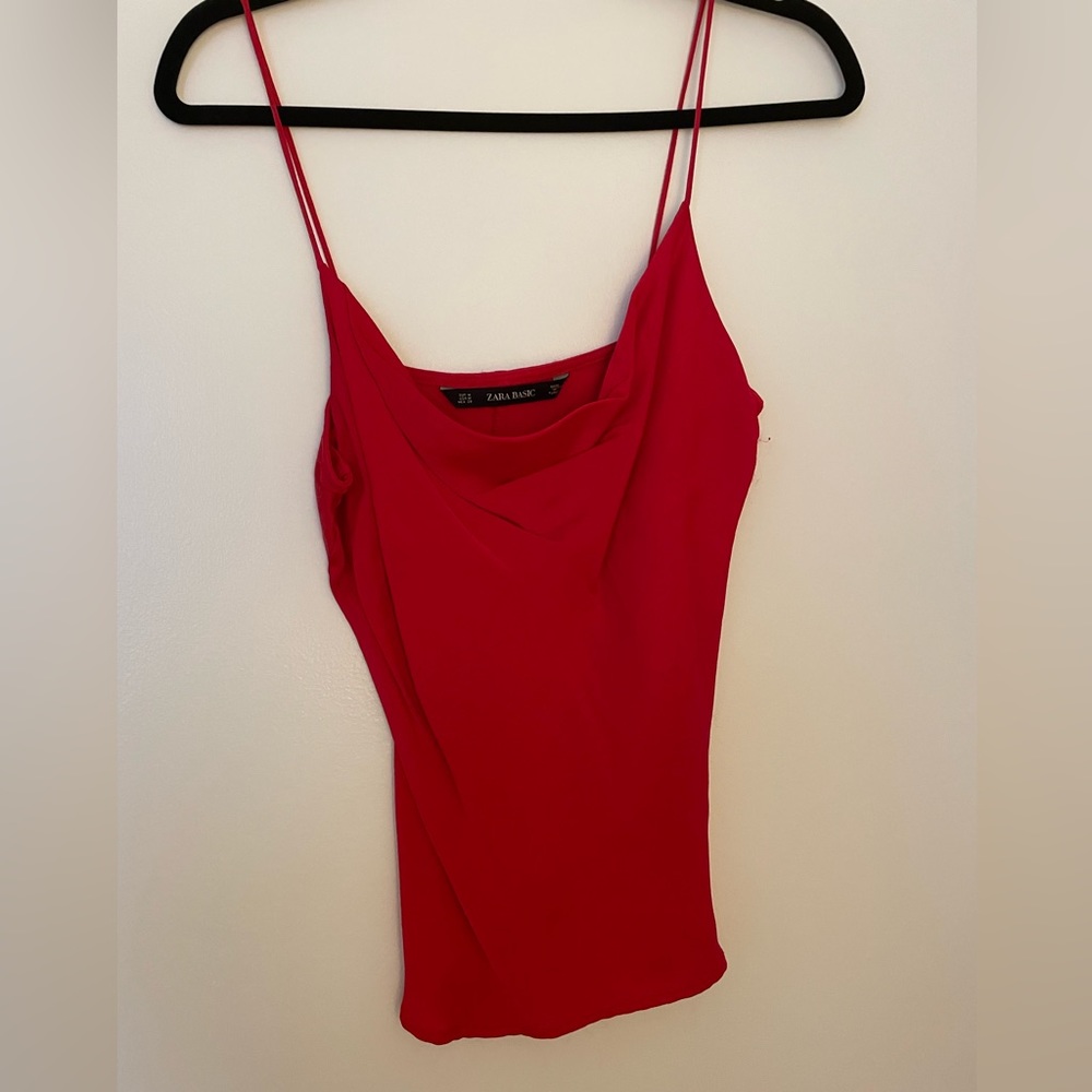 Zara red cowl neck top